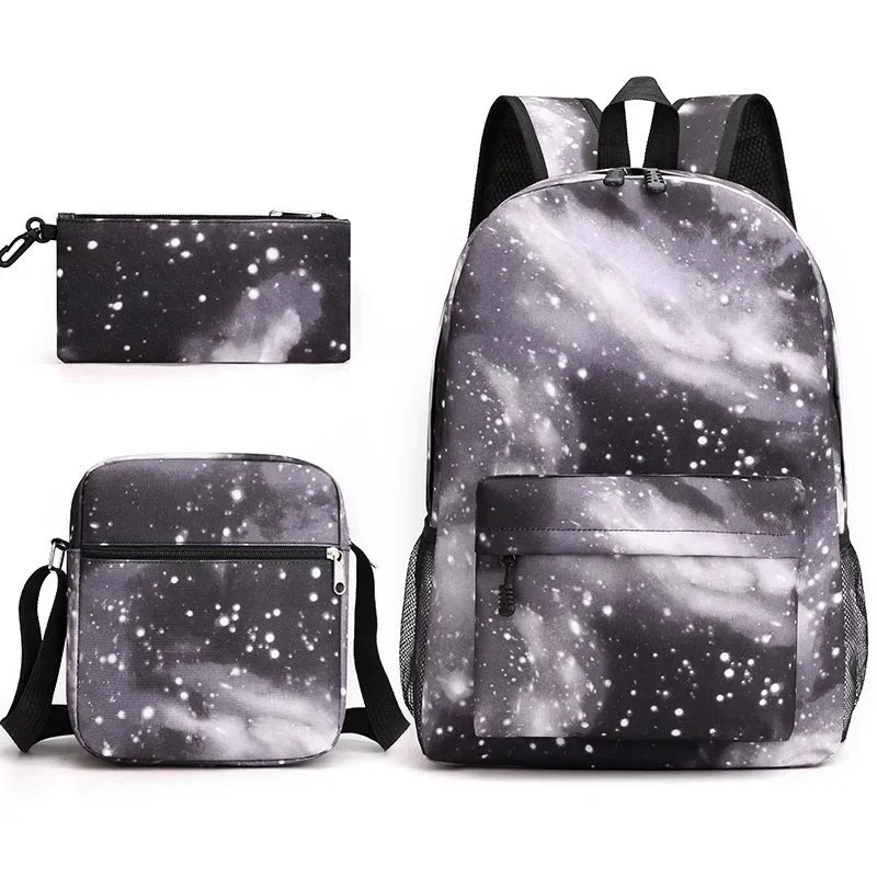 ensemble de 3 sacs à dos noirs, sacs d'école, trousse à crayons, sacs à bandoulière, sacs à dos pour garçons et filles, ensembles de sacs d'école légers, cadeau pour adolescents