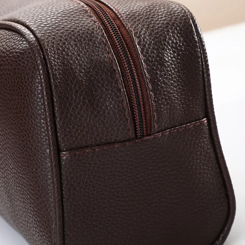 trousse de toilette homme en cuir pu avec fermeture éclair, sac de voyage cosmétique, organisateur de maquillage, pochette neceser