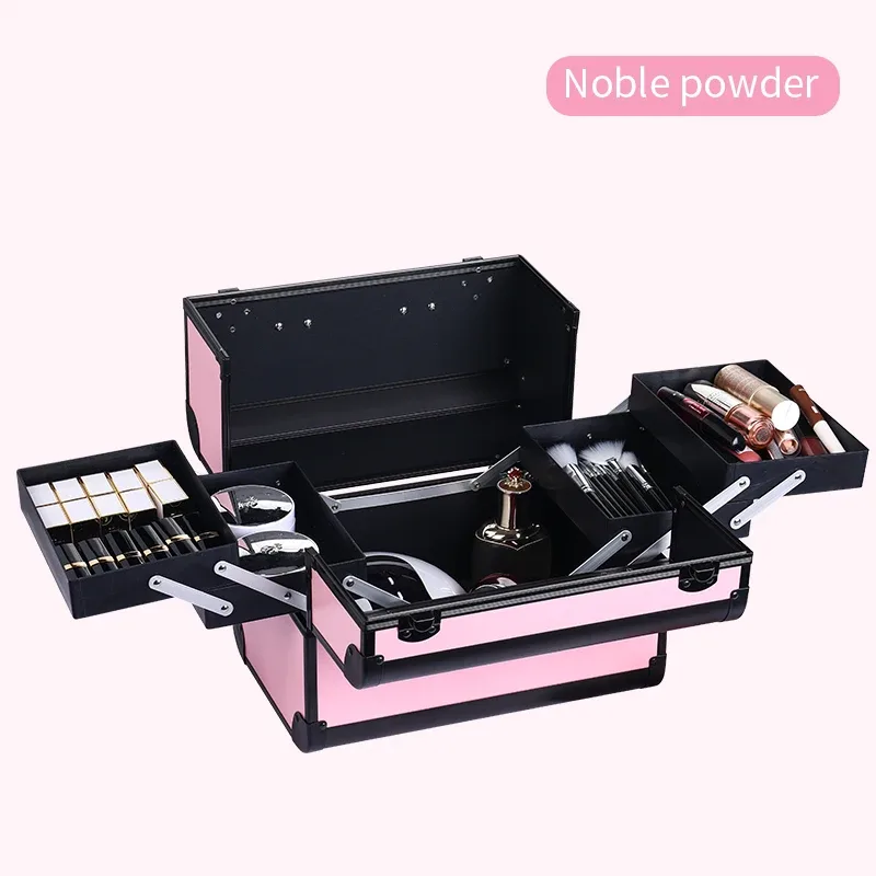 mallette de train de maquillage grandes étuis à cosmétiques portables 4 plateaux boîte de rangement de maquillage professionnelle boîte de maquillage