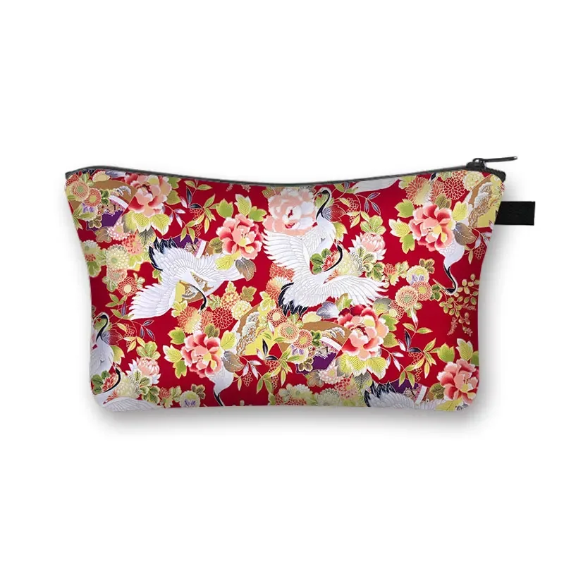 trousse à cosmétiques japonaise koi fish crane pour femmes, trousse de maquillage harajuku, sac de beauté pour filles, trousse de toilette cosmétique hip hop, dragon asiatique