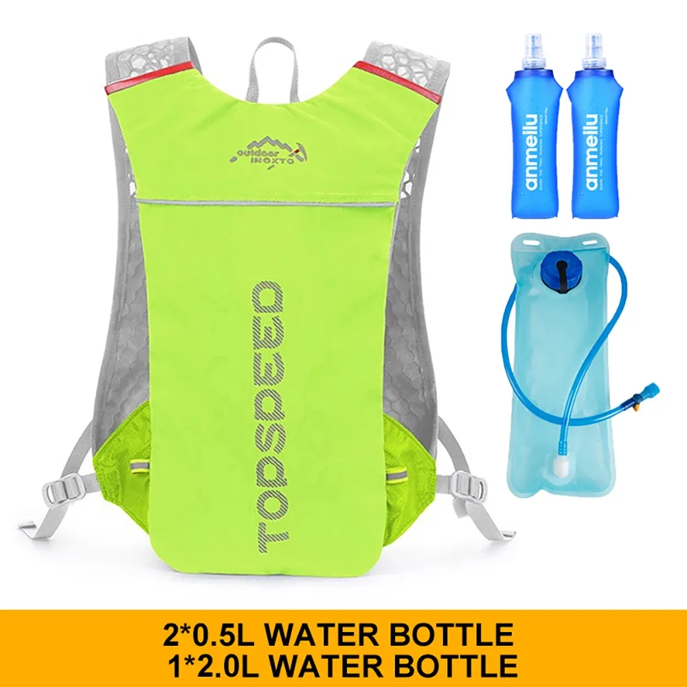 sac à dos ultraléger pour hommes, 5l, pour course en plein air, gilet d'hydratation, jogging, respirant, pour marathon, vélo, bouteille d'eau, 500ml