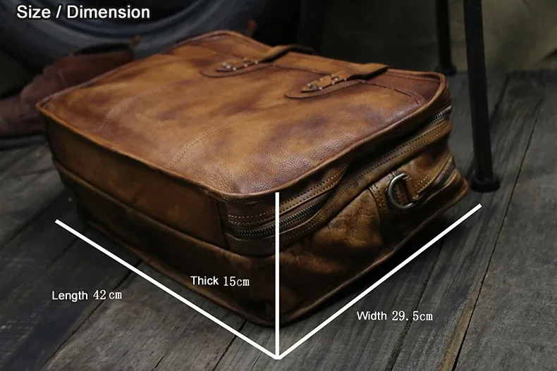 sacoche de luxe vintage en cuir véritable pour homme, grande mallette d'affaires en cuir, sac pour ordinateur portable 15,6 pouces, porte-documents, sac à main.