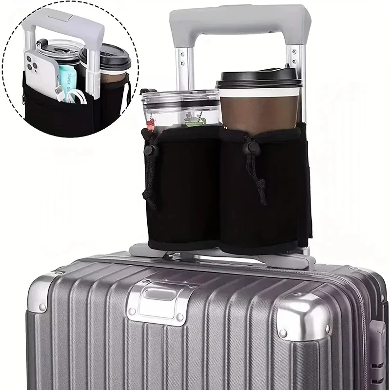 support de tasse robuste pour valise de voyage, manchon multifonctionnel pour tasse de thé au lait mains libres pour valise à roulettes, hauteur réglable