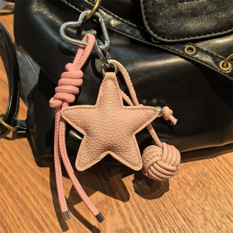porte-clés tressé étoile pour femme, breloque de sac à main tendance, accessoire de sac personnalisé diy, petit cadeau, porte-clés pour sacs bandoulière