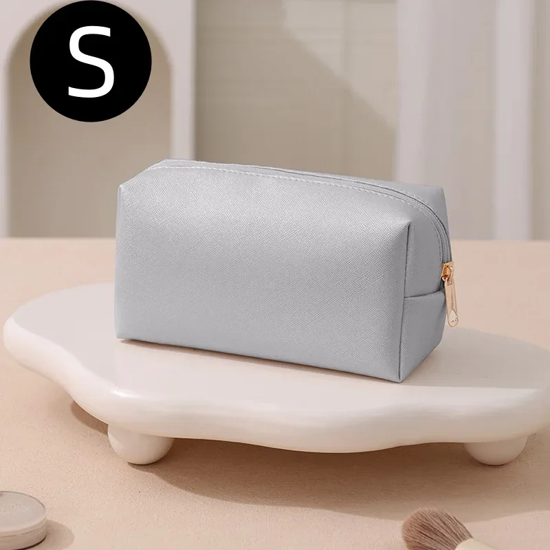 sac cosmétique en cuir avec logo personnalisé, grande capacité, sac de voyage pour maquillage, pochette zippée en cuir pu souple pour femmes, 2 tailles, multicolores