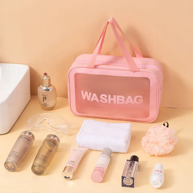 pochette de toilette imperméable en pu, sac à cosmétiques portable, sac de bain transparent pour bébé, sac de rangement pour la natation et les voyages