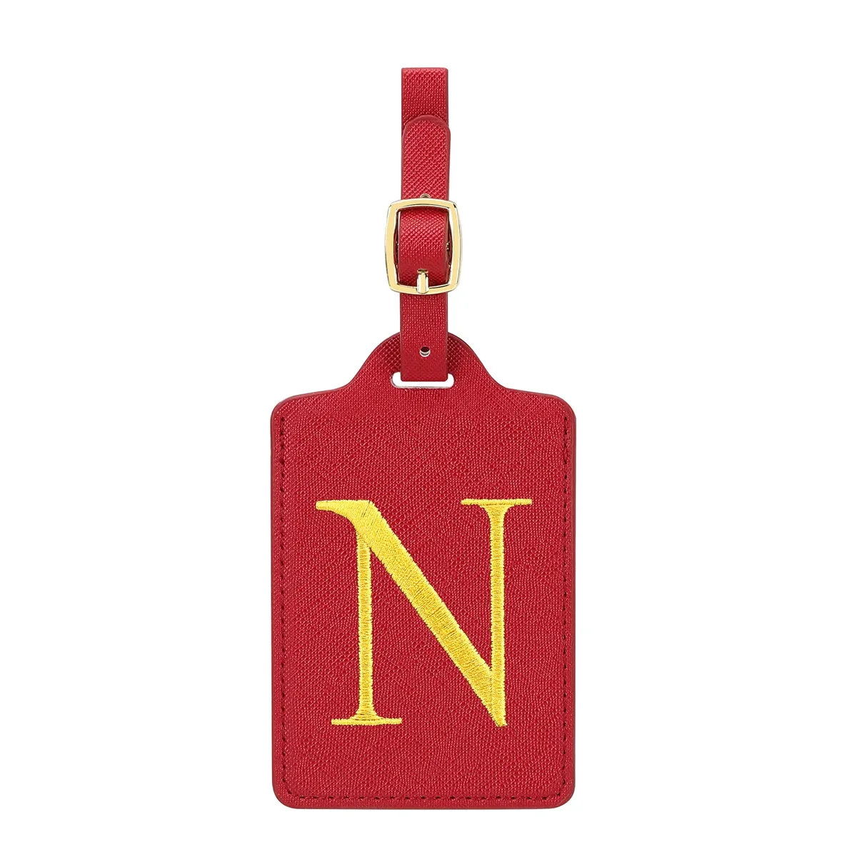 étiquettes de bagage miyin 26 lettres en cuir pu pour valises, protection de la vie privée, accessoires de voyage essentiels, rouge éclatant