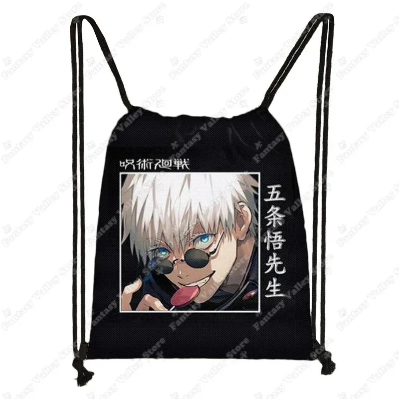 sacs à dos anime jujutsu kaisen gojo satoru yuji itadori, sac à cordon harajuku, sacs de rangement de grande capacité, sac à bandoulière d'extérieur