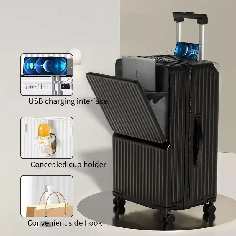 colenara usb valise de chargement ouverture avant ordinateur portable chariot étui chariot style sac de voyage 24 "26" 28 "30 pouces bagages de grande capacité