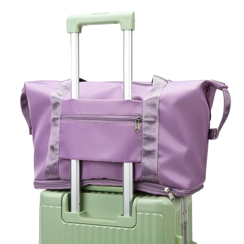 sac de voyage pliable, extensible, grande capacité, sacs de sport en nylon, étanche, double couche, fermeture éclair, sac à main, organisateur de bagages, fourre-tout, nouveau