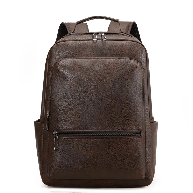 sac à dos en cuir pu pour hommes, grande capacité, sac pour ordinateur portable, adapté aux ordinateurs portables, sac de voyage classique et décontracté pour le travail et les étudiants