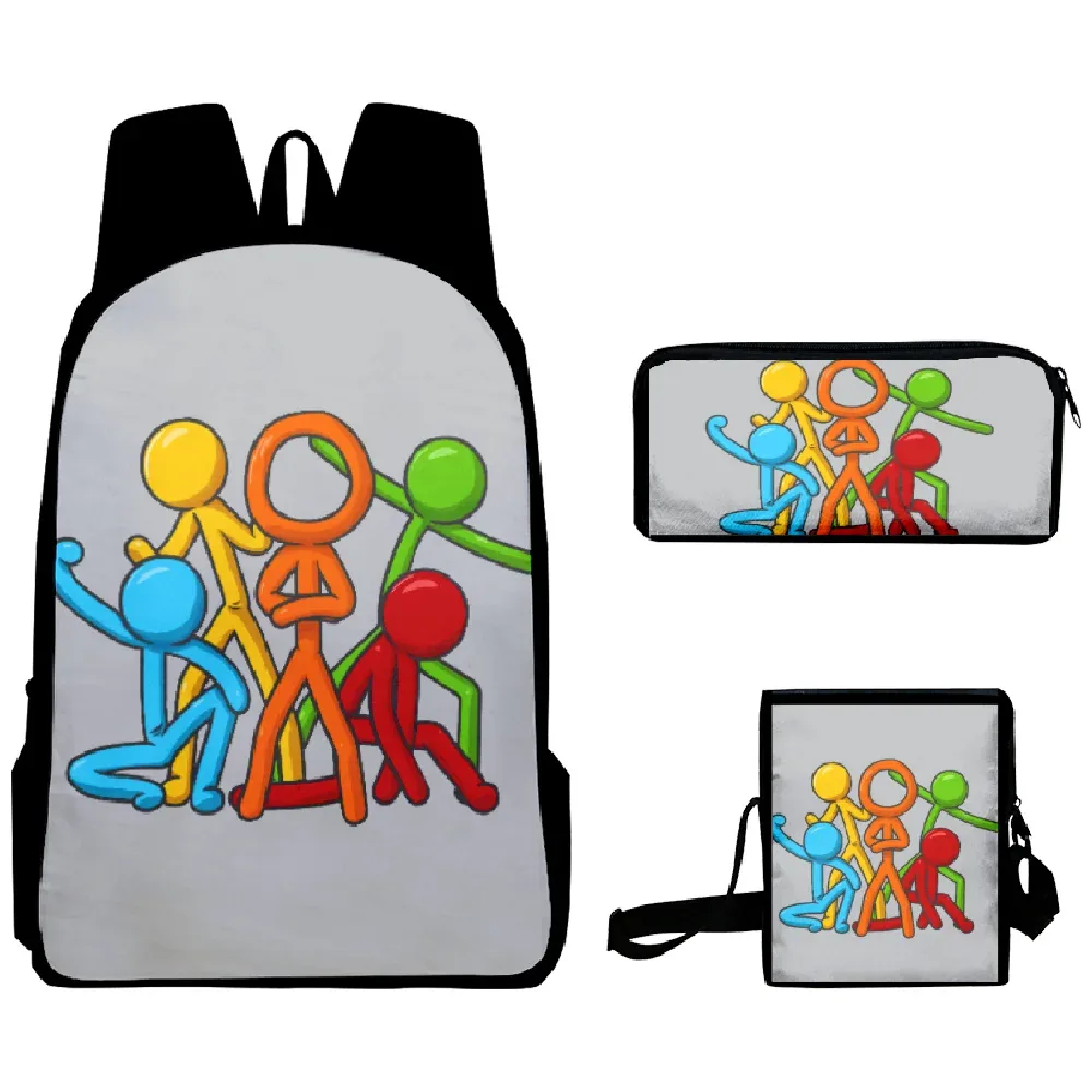 mode populaire cool alan becker impression 3d 3 pièces/ensemble sacs d'école pour élèves sac à dos pour ordinateur portable sac à dos sac à bandoulière incliné trousse à crayons