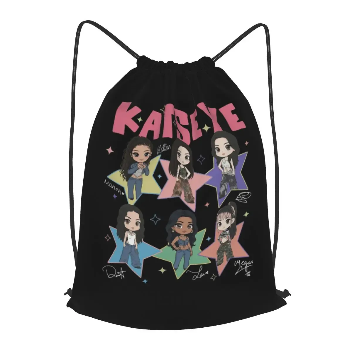 sacs à dos musicaux katseye, sacs de rangement portables à cordon, sacs à livres pour étudiants en voyage