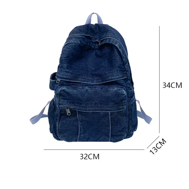 denim vintage sac à dos femmes sac à bandoulière grande capacité jean sac d'école femme sac à dos quotidien simple sac à dos pour ordinateur portable