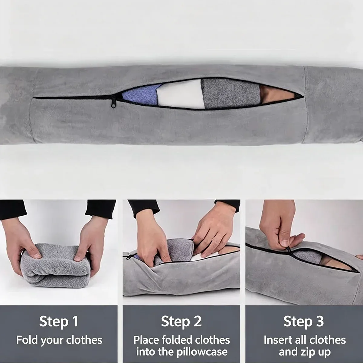 coussin de voyage pour le cou avec sac de rangement pour vêtements, housse de coussin en forme de u en polaire cristalline pour les voyages en avion