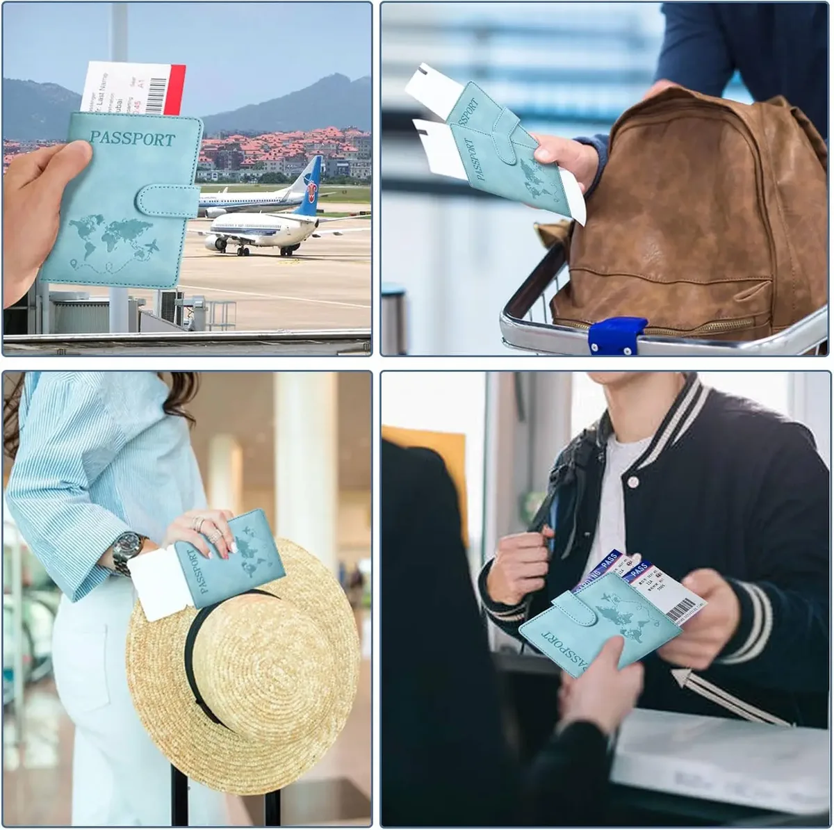 porte-passeport pour homme et femme avec blocage rfid, protège-passeport, organiseur de documents de voyage