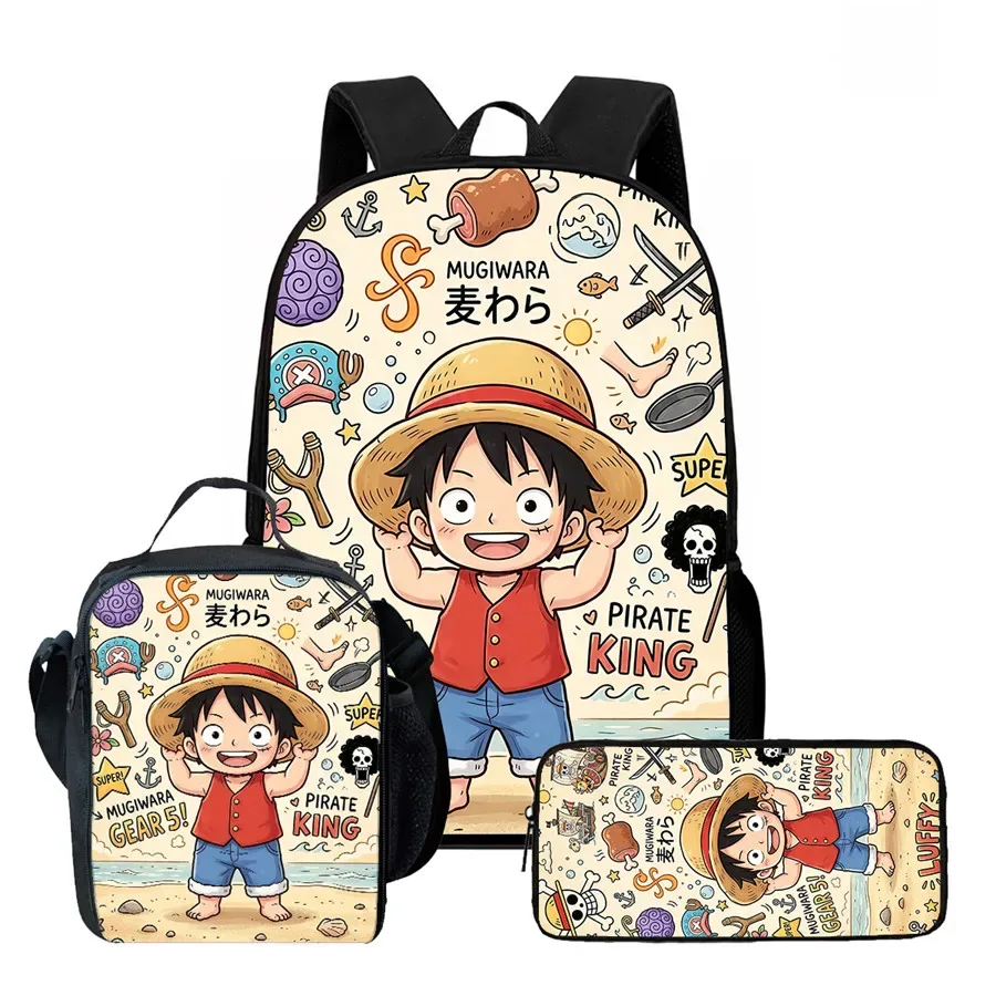 ensemble de sac à dos scolaire 3 pièces 15 pouces avec sac à lunch et trousse à crayons, durable, léger, unisexe, pour garçons et filles de 6 à 10 ans