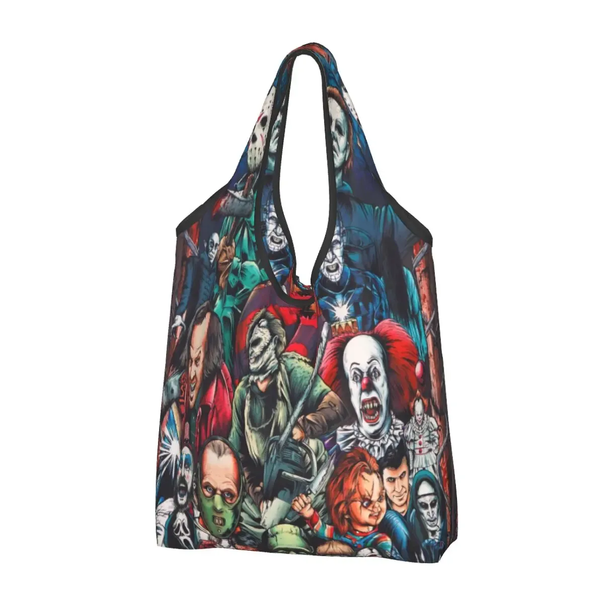 sac à provisions réutilisable personnalisé pour femme, sac fourre-tout portable, sacs d'épicerie, halloween, film d'horreur, rick