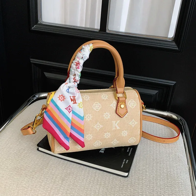 nouveau sac boston imprimé pour femme – sac à bandoulière polyvalent en cuir pu souple – sac à main quotidien