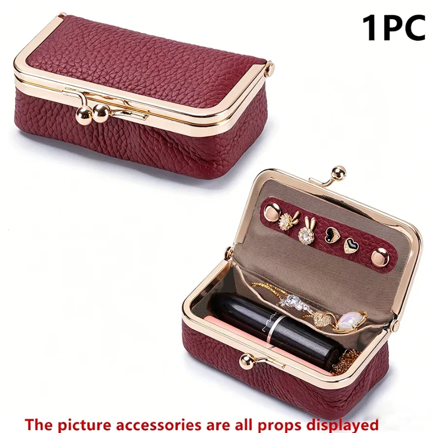 sac de rangement pour bijoux pour femmes, petit sac en cuir pu pour écouteurs, boîte de rangement pour bagues, colliers, boucles d'oreilles, mini porte-monnaie
