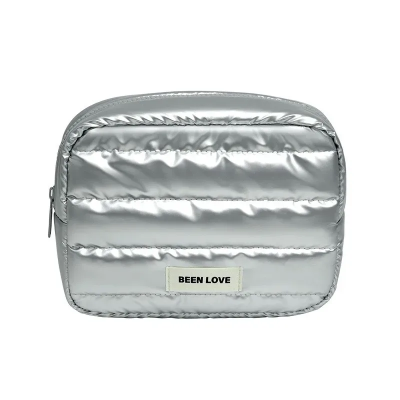 trousse de maquillage puffer grande capacité pour femmes, organiseur de maquillage esthétique, pochette portable à fermeture éclair, sac de rangement de voyage