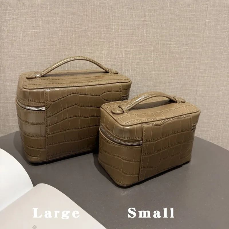 pochette de toilette en cuir véritable motif crocodile himalaya, organiseur de bijoux portable, étui de rangement pour produits de soin, trousse de voyage de luxe