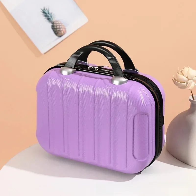 sac de maquillage de voyage pour femmes de 14 pouces, mini valise compacte en plastique abs, design uni, idéal pour un usage personnel