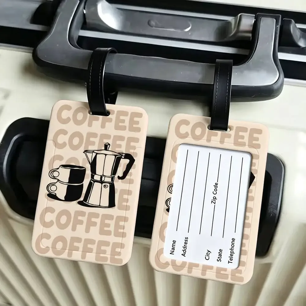 cafetière à espresso italienne, étiquette d'identification de bagages en pvc, porte-carte d'informations anti-perte, étiquette de nom pour valise de voyage