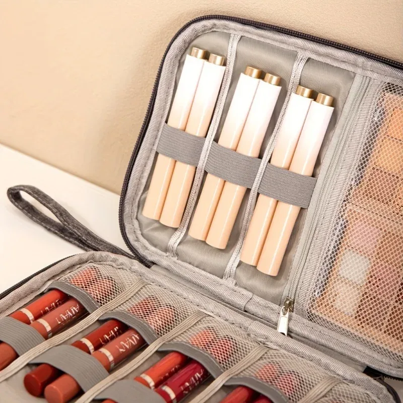 1 sac de rangement pour rouge à lèvres, sac de rangement pour fond de teint et crayon à sourcils, sac de maquillage portable pour voyage