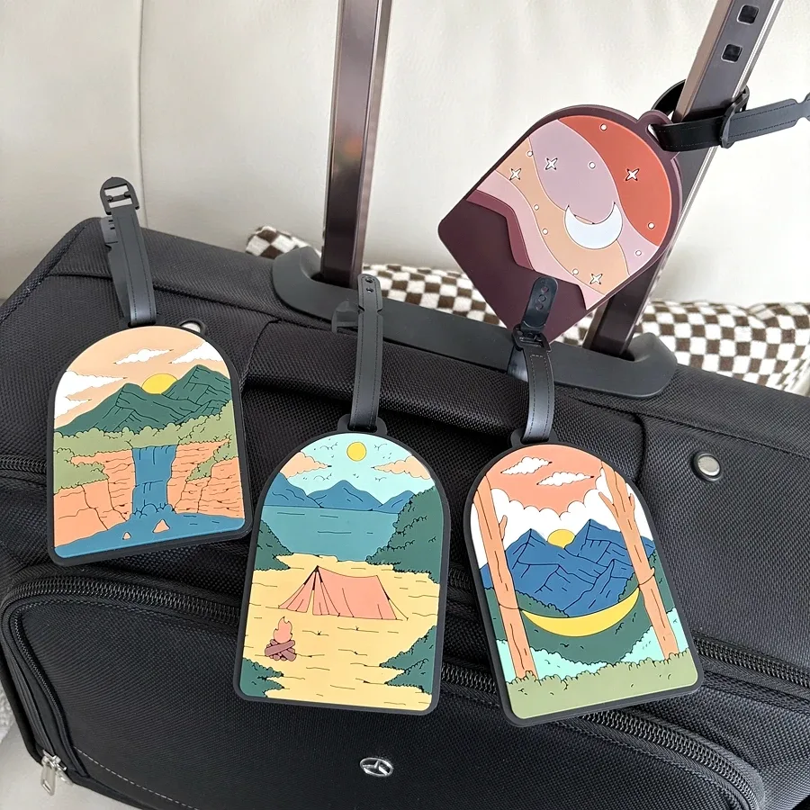 étiquettes de bagages paysagères 1/3/6 pièces, enregistrement de bagages de voyage de station, étiquettes anti-perte, étiquettes d'identification de effets personnels, airpo