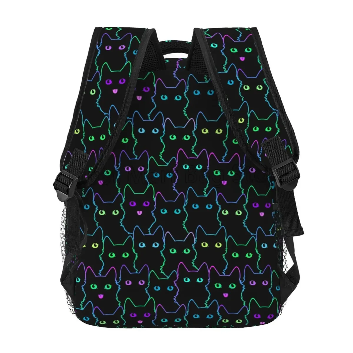 sac à dos d'école de chats noirs de bande dessinée pour des femmes et des filles, sac à livres d'ordinateur portable durable, sac à dos décontracté, sac de jour léger, sac de voyage de randonnée, mignon