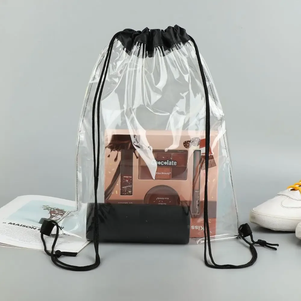 sac à dos transparent pliable en pvc écologique portable, sacs à cordon, sacs à dos de shopping, sacs imperméables