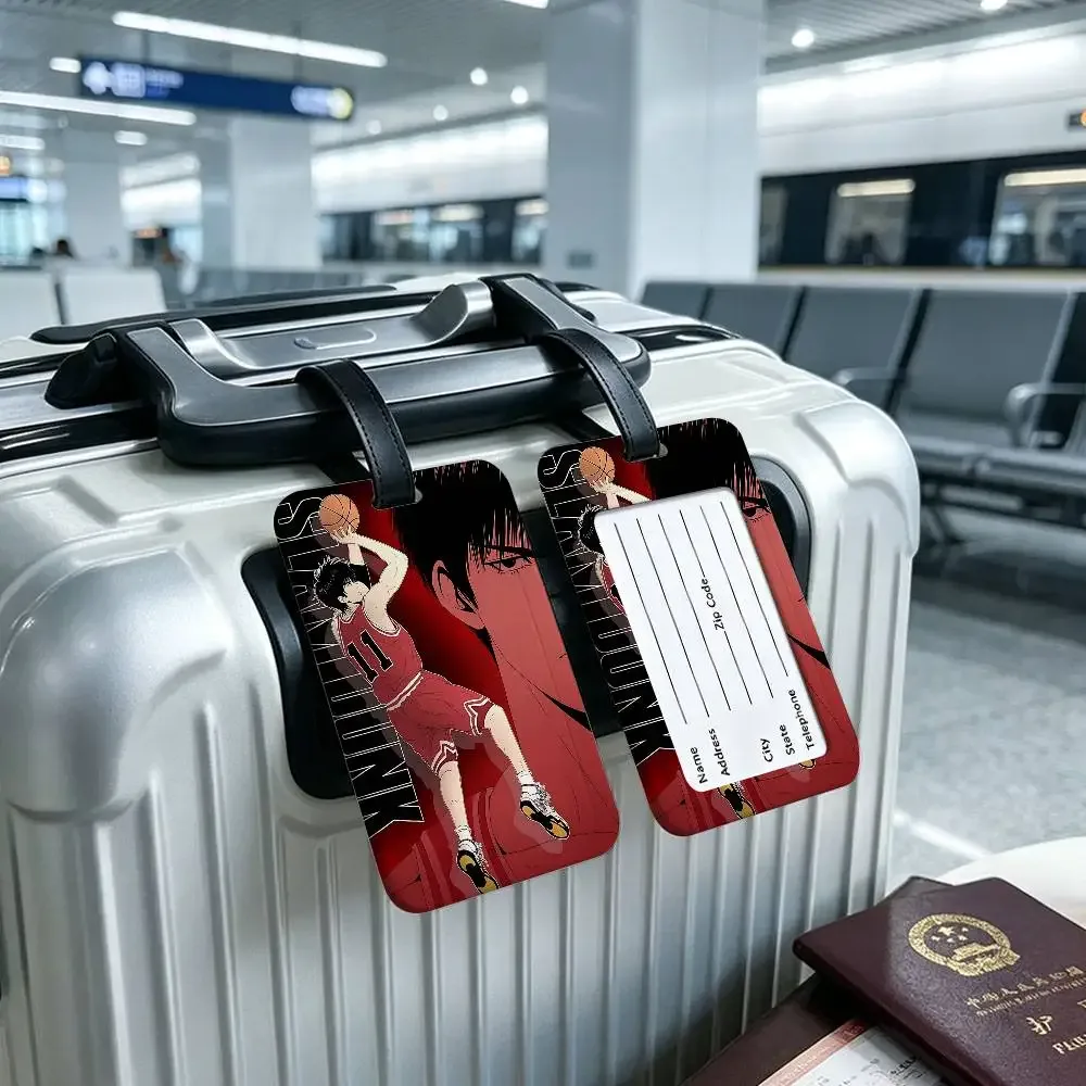 étiquette de bagage en pvc anti-perte avec motif de dessin animé japonais s-slams d-dunk, étui de protection imperméable pour carte d'information, pour valise et sac à main