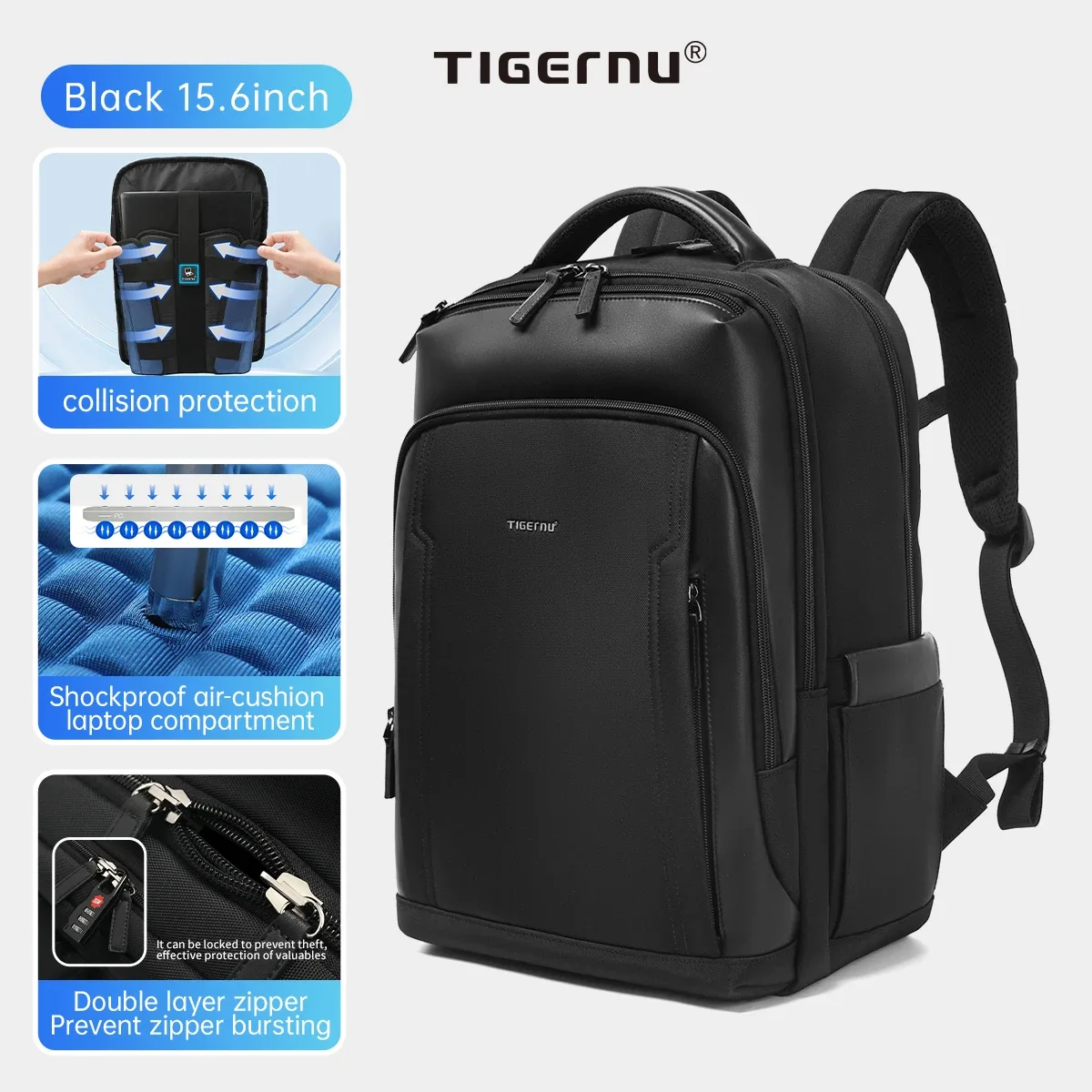 sacs à dos de voyage tigernu pour hommes, sacs à dos pour ordinateur portable de 14, 15,6 et 17 pouces, sacs à dos d'affaires pour les voyages, sacs à dos scolaires