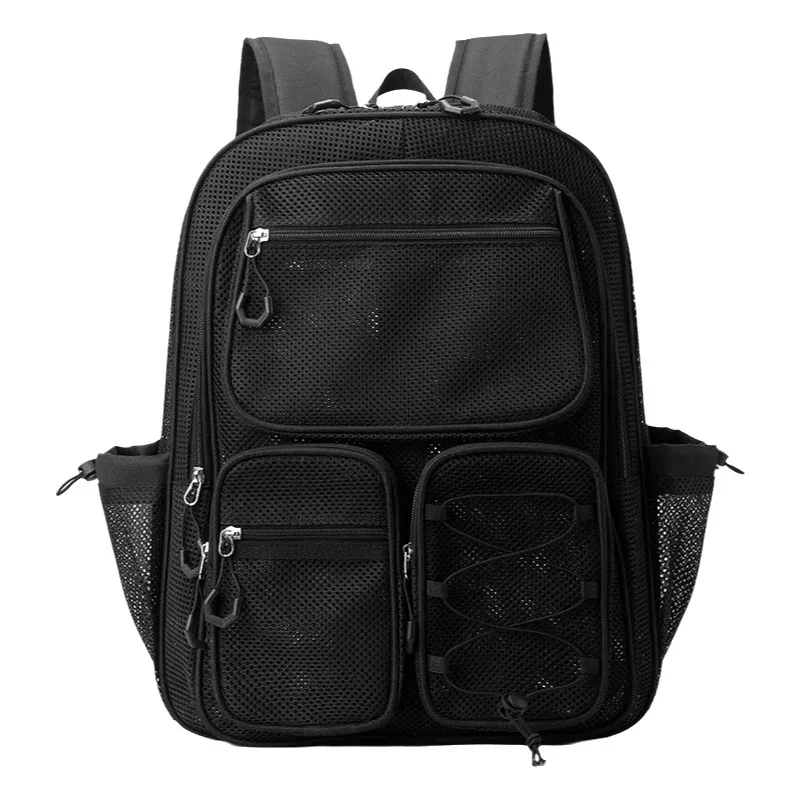 nouveau sac à dos de sport et de plage tendance en maille transparente grande capacité pour l'été, sac à dos double épaule pour collégiens et lycéens