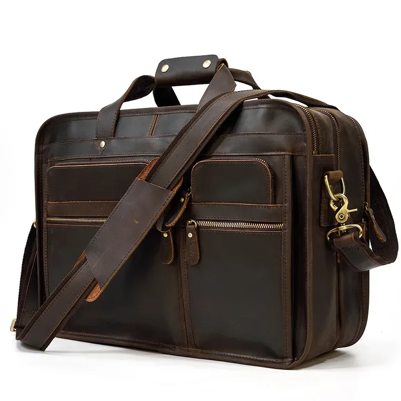 newsbirds porte-documents en cuir véritable sac de travail de bureau sacs pour ordinateur portable en cuir véritable 17 pouces brève étui sacs ordinateur portable sacs à main de voyage