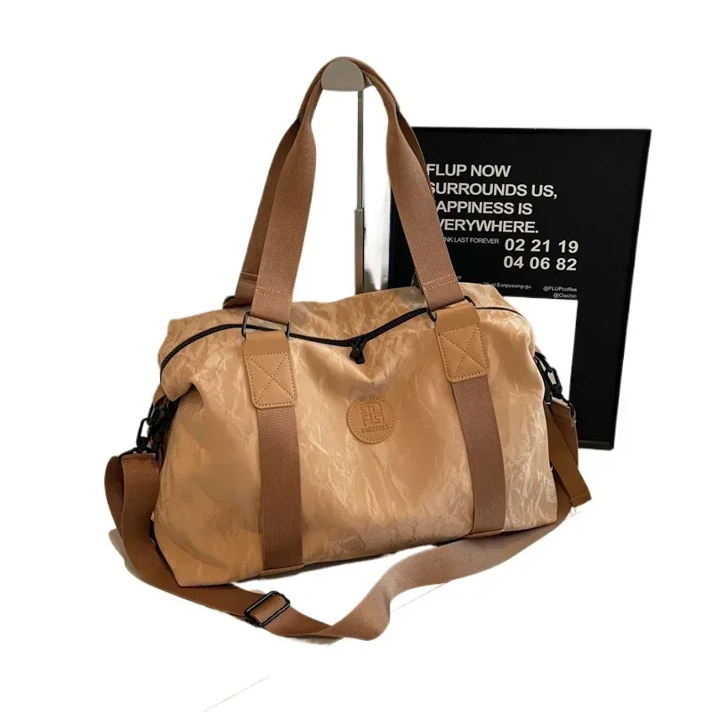 sac de voyage à fermeture éclair en pu de couleur unie, grande capacité, sac à bandoulière polyvalent et décontracté, doux, tendance, offre spéciale, 2026