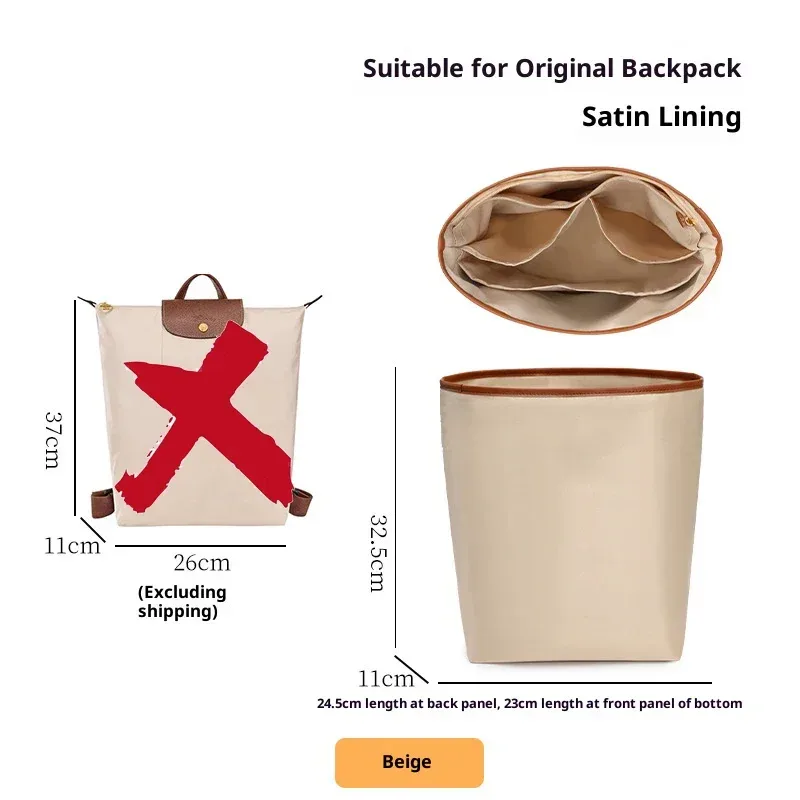 insert organisateur de sac à dos longchamp, matériau satiné, support de sac super résistant, insertion de sac à main, accessoires