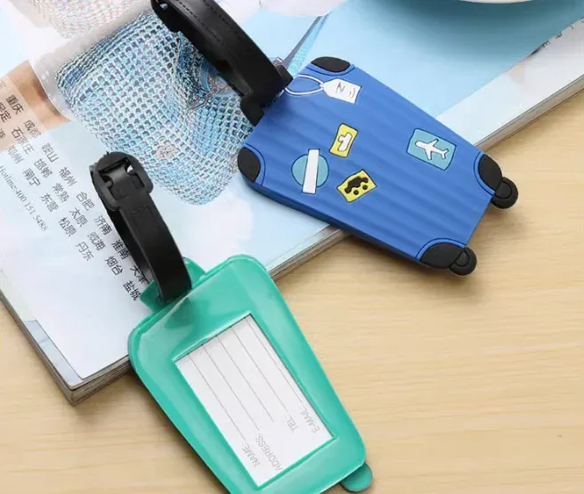 étiquettes d'identification kawaii pour voyages d'affaires, étiquettes de bagage en silicone pour sacs à dos et sacs à main, étiquettes nominatives pour valises avec sangle