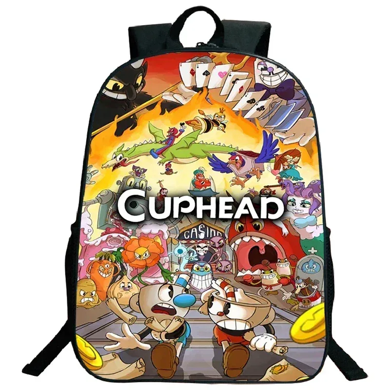 sacs de voyage, sacs d'école souples, sac à dos pour ordinateur portable, grande capacité, sac à dos imprimé cuphead pour garçons et filles, sac d'école cosplay pour étudiants