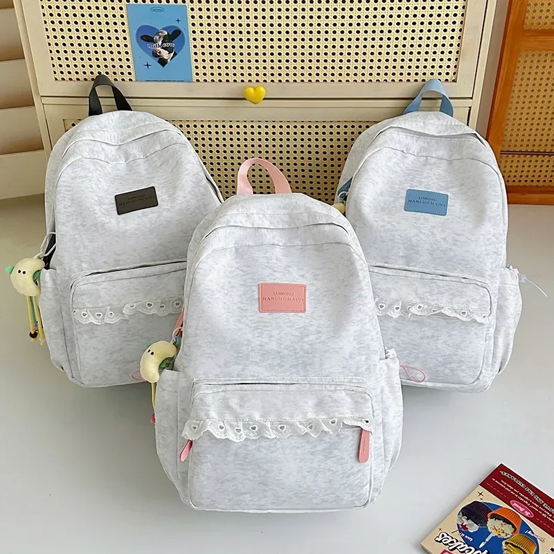 nouveau sac à dos de voyage 2026 en dentelle style japonais ins léger grande capacité pour femme, sac d'école respirant en nylon imperméable