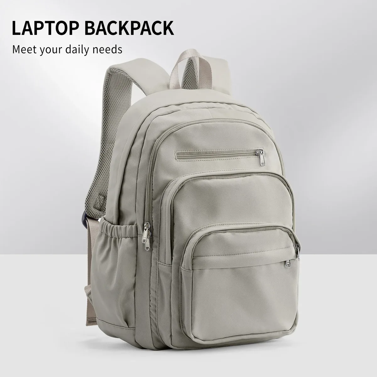 sac à dos décontracté en nylon, sac à dos pour femme, design multi-poches en bleu clair durable pour l'école, le lycée et l'université