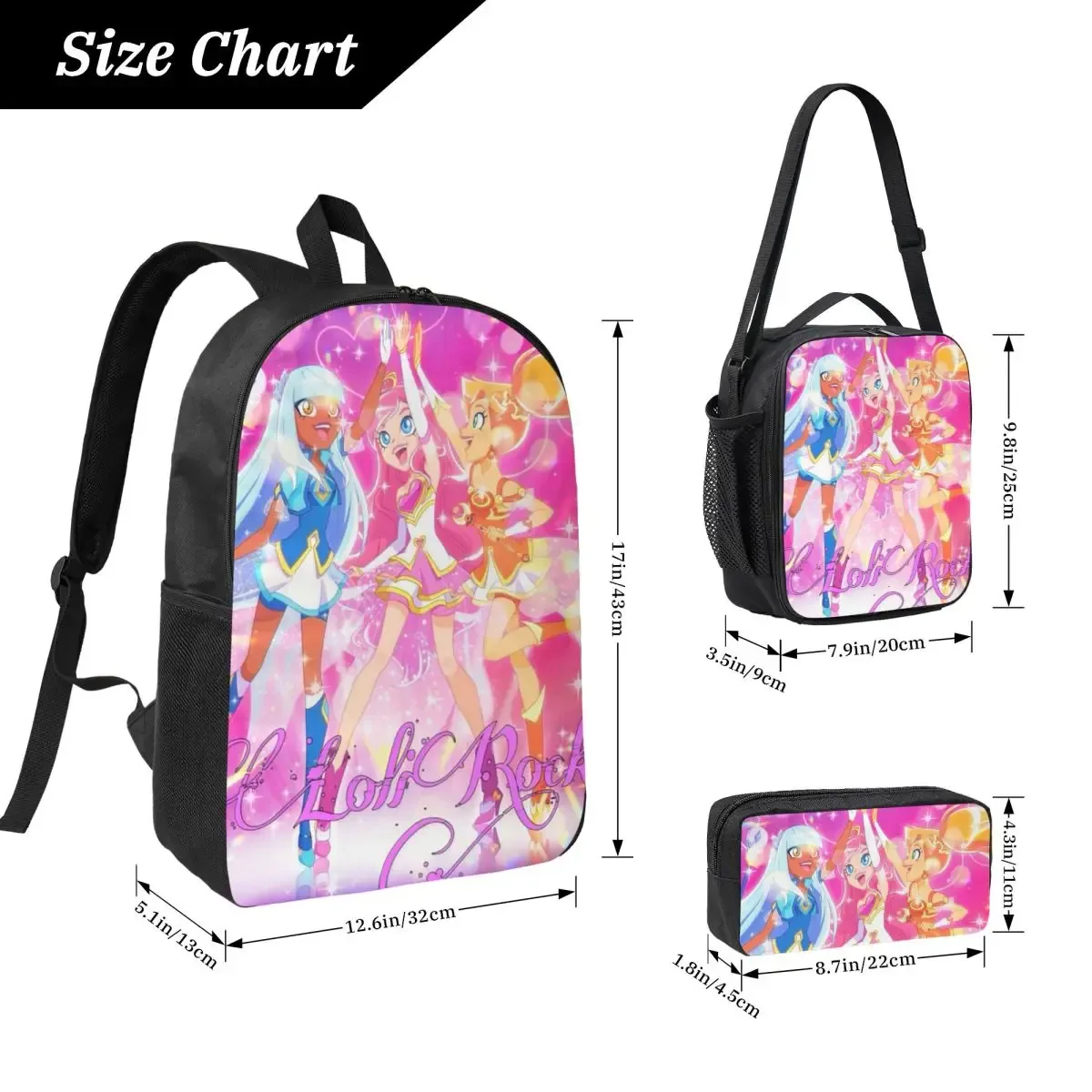 lolirock – sac à dos de dessin animé pour étudiants, sac d'école, sacs à bandoulière pour ordinateur portable,