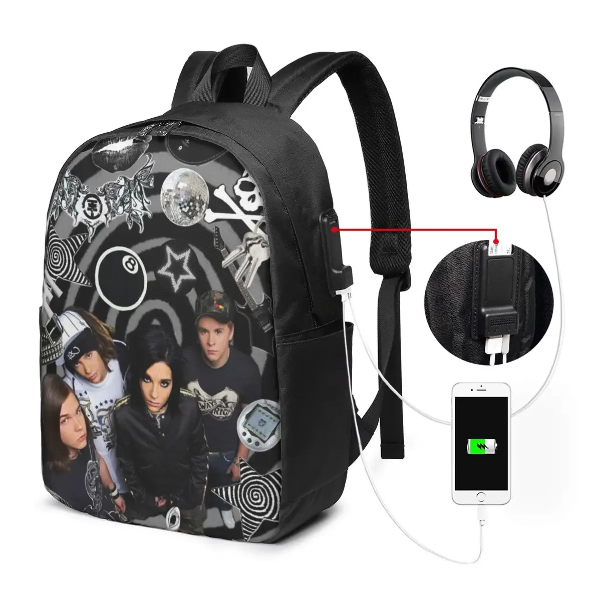 sac à dos tokio hotel emblem, sac de voyage pour ordinateur portable, sac d'école pour étudiants, sacs à bandoulière pour hommes et femmes