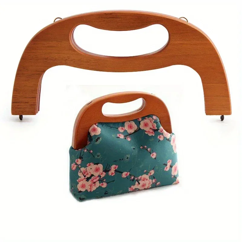 Cadre de sac à main en forme de U, accessoires, sac à bandoulière, cadre à poignée en bois, sac au crochet fait à la main, fabrication de sacs tissés en rotin de plage, 1 pièce