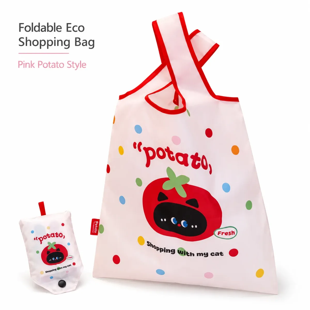 sac de shopping pliable coloré dopamine, sac écologique mignon avec poignée souple et robuste, sac de rangement de voyage polyvalent