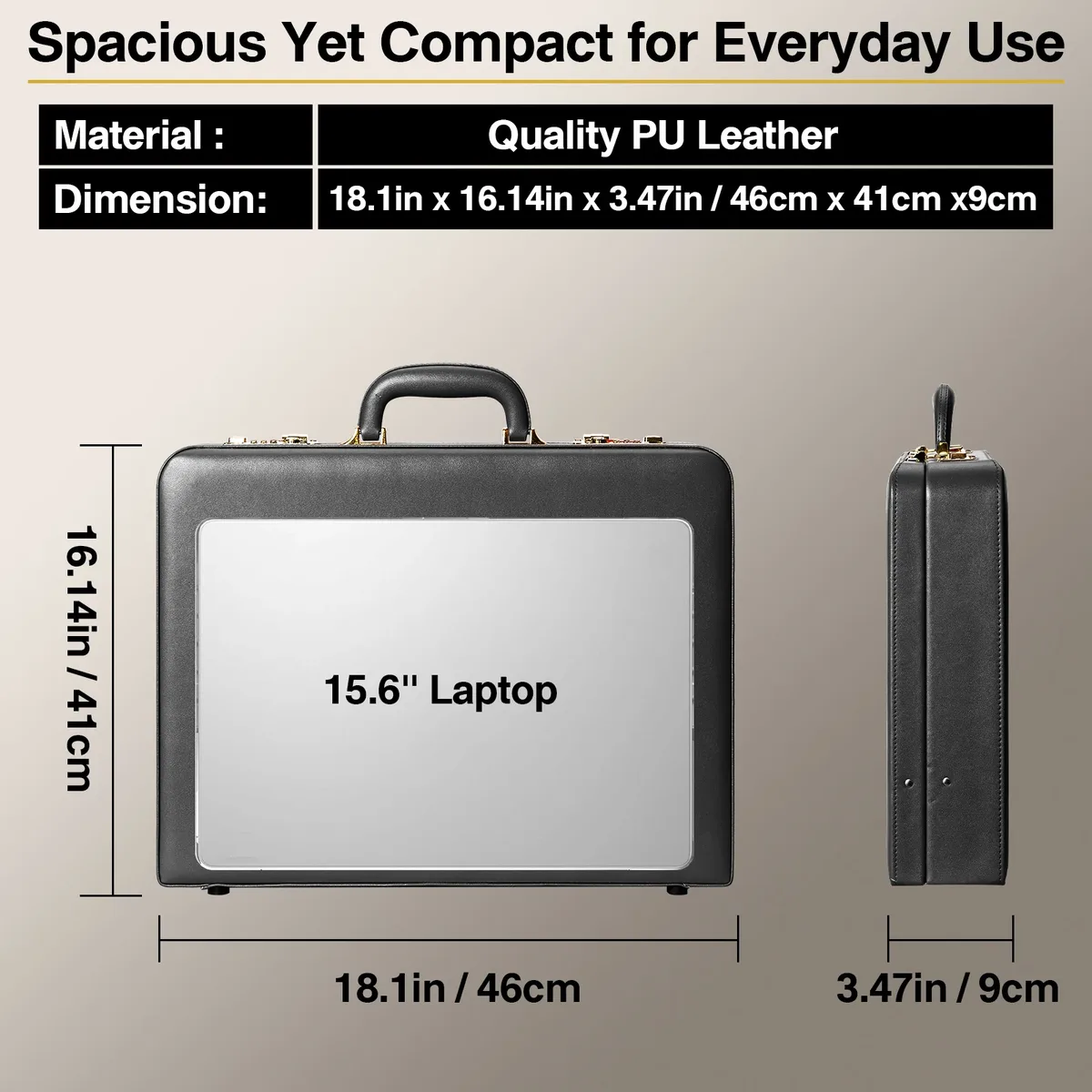 porte-documents pour hommes, porte-documents antivol à double verrouillage avec compartiment pour ordinateur portable de 16 pouces, simili cuir imperméable, étuis brefs pour hommes avec
