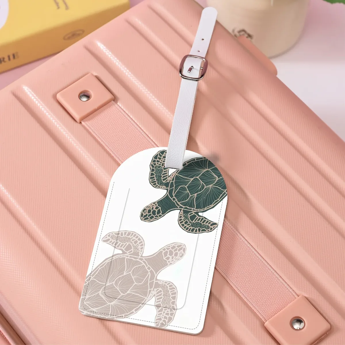 étiquette de bagage tortue de mer, idéale pour les aéroports, les croisières et les voyages d'affaires, étiquette de valise légère en pu avec tortue de mer, cadeau de voyage