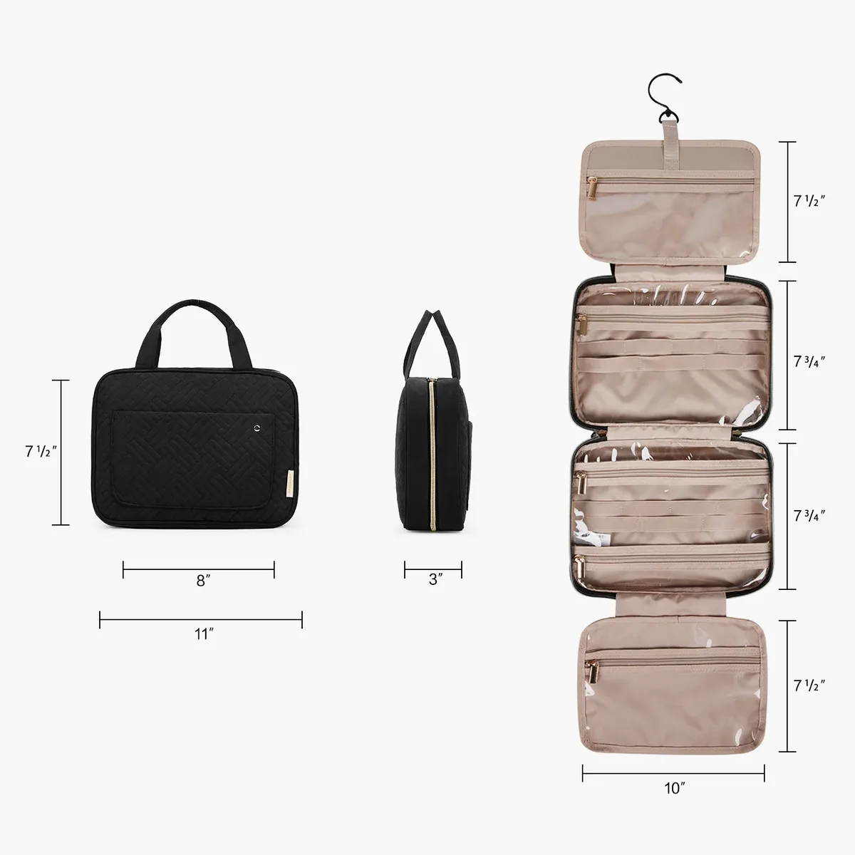 bagsmart trousse à cosmétiques de maquillage avec crochet de suspension trousse de toilette résistante à l'eau organisateur de voyage pour organisateur de produits de toilette pleine taille