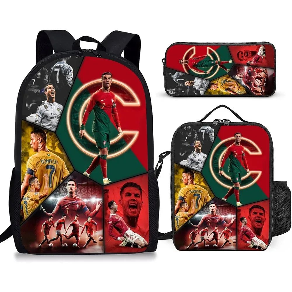 sac à dos d'école r-ronaldos pour enfants, sacs à bandoulière, sac à crayons-cr 7, sac à livres léger et décontracté pour garçons et filles, meilleur cadeau